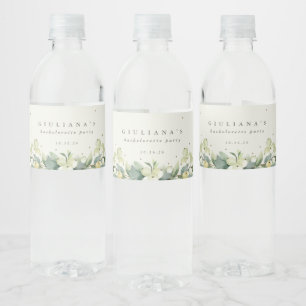 Etiqueta Para Botella De Agua Crema Snowberry+Eucalyptus Bachelorette/Ducha
