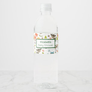 Etiqueta Para Botella De Agua Criaturas de los bosques de cuajo Patrón animal Ba