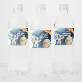 Etiqueta Para Botella De Agua Cuenta regresiva de planetas de la galaxia para ba