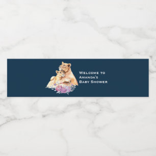 Etiqueta Para Botella De Agua Cuidada acuarela Madre León y Bienvenida Cub