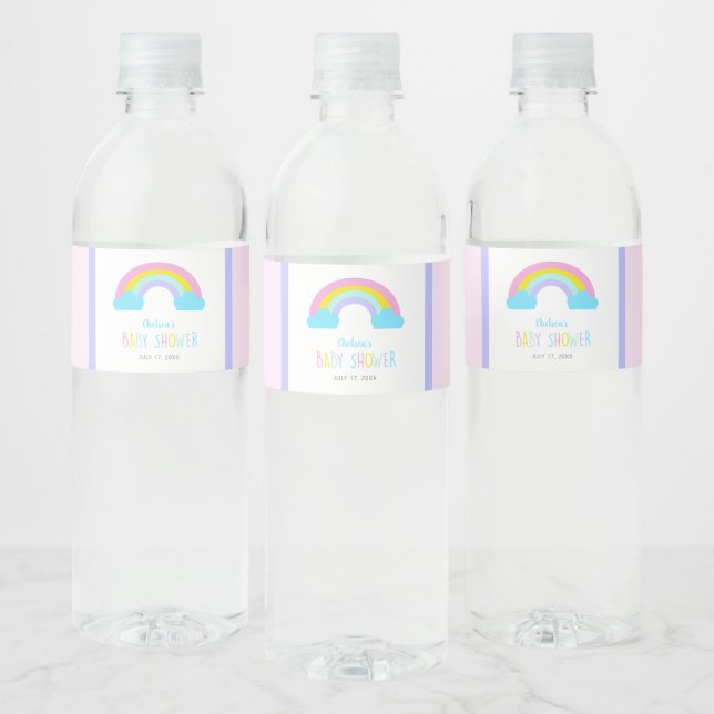 Etiqueta Para Botella De Agua Cuidados arcoiris Baby Shower Brillantes Colores s (Botellas)