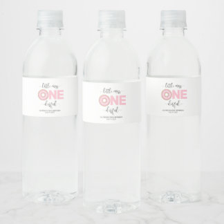 Etiqueta Para Botella De Agua Cumpleaños 1º de Pink Sweet Little Miss