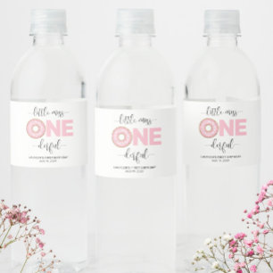 Etiqueta Para Botella De Agua Cumpleaños 1º de Pink Sweet Little Miss