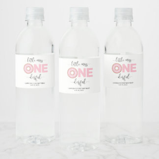 Etiqueta Para Botella De Agua Cumpleaños 1º de Pink Sweet Little Miss