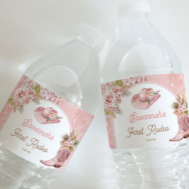Etiqueta Para Botella De Agua Cumpleaños 1º Pink Boho First Rodeo