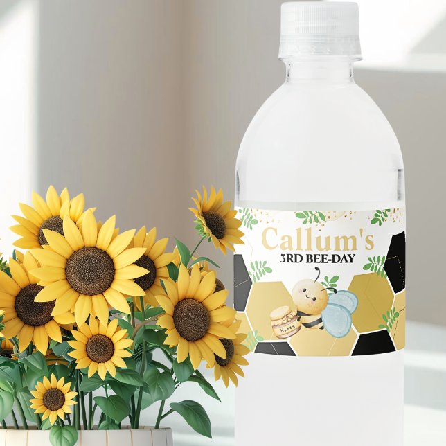 Etiqueta Para Botella De Agua Cumpleaños Abeja-Día (Subido por el creador)