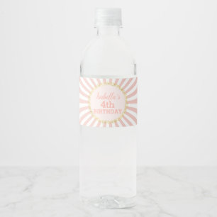 Etiqueta Para Botella De Agua Cumpleaños Confeti Dorado Brillante Rayado Blanco 