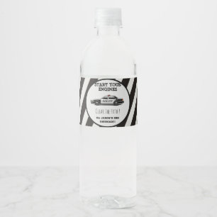 Etiqueta Para Botella De Agua Cumpleaños de Boys Blue con Sirena de Coche de Pol