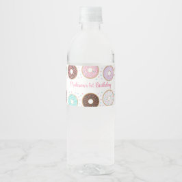 Etiqueta Para Botella De Agua Cumpleaños de Cute Donut