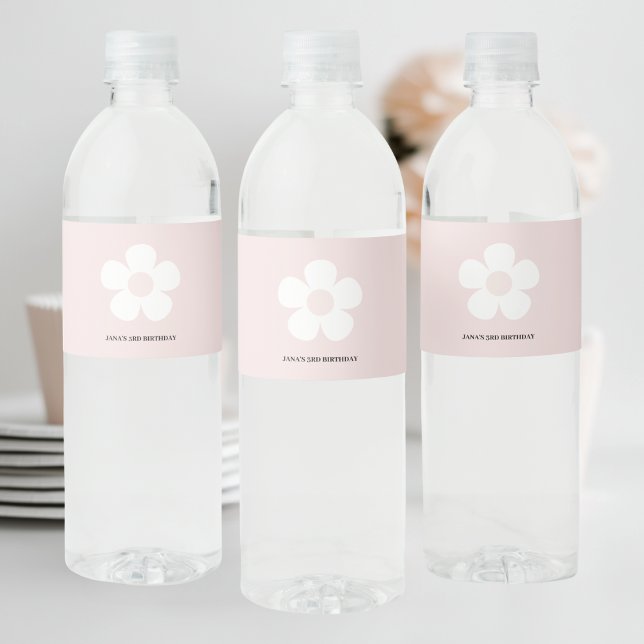 Etiqueta Para Botella De Agua Cumpleaños de Daisy Rosa (Subido por el creador)