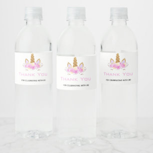 Etiqueta Para Botella De Agua Cumpleaños de fiesta de unicornio mágico