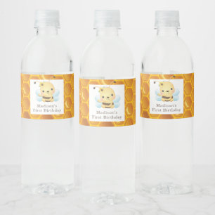 Etiqueta Para Botella De Agua Cumpleaños de la Abeja Personalizada