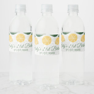 Etiqueta Para Botella De Agua Cumpleaños de limones sicilianos acuarela