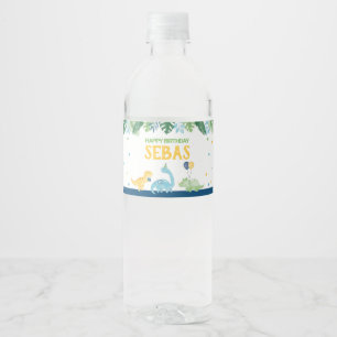 Etiqueta Para Botella De Agua Cumpleaños de los dinosaurios