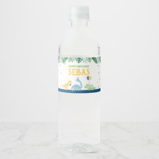 Etiqueta Para Botella De Agua Cumpleaños de los dinosaurios