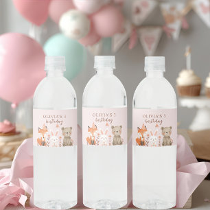 Etiqueta Para Botella De Agua "Cumpleaños de los niños de Woodland Animals