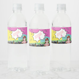 Etiqueta Para Botella De Agua Cumpleaños de superhéroes