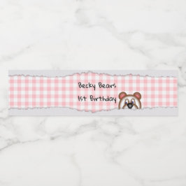 Etiqueta Para Botella De Agua Cumpleaños de Teddy Bear Peekaboo