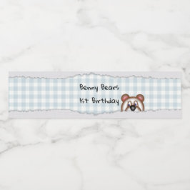 Etiqueta Para Botella De Agua Cumpleaños de Teddy Bear Peekaboo
