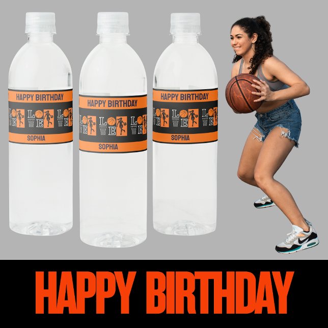 Etiqueta Para Botella De Agua Cumpleaños del Chica de Baloncesto, jugador (Subido por el creador)