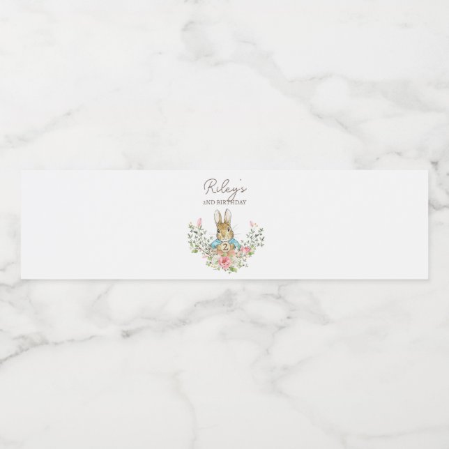 Etiqueta Para Botella De Agua Cumpleaños del Conejo Clásico (Etiqueta única)
