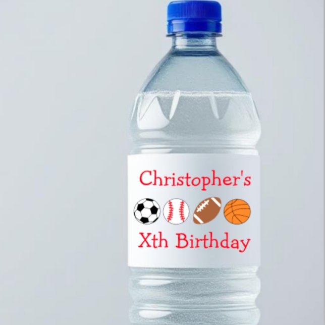 Etiqueta Para Botella De Agua Cumpleaños Deportivo (Subido por el creador)