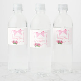 Etiqueta Para Botella De Agua Cumpleaños elegante con lazo floral