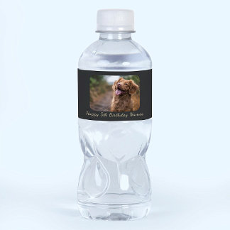 Etiqueta Para Botella De Agua Cumpleaños Feliz Mascota Perro Foto Imagen Nombre 