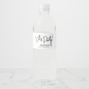 Etiqueta Para Botella De Agua Cumpleaños Minimalista ¡Vámonos a la Fiesta