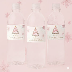 Etiqueta Para Botella De Agua Cumpleaños número 1 de la niña de Winter Onederlan