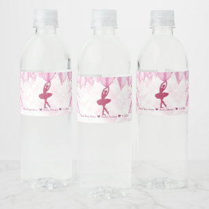 Etiqueta Para Botella De Agua Cumpleaños Rosa de Ballerina Personalizada