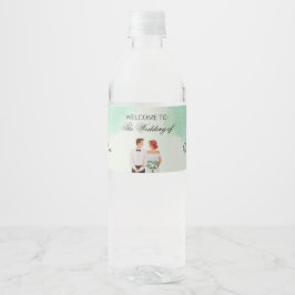 Etiqueta Para Botella De Agua Custom green watercolor flowy wedding
