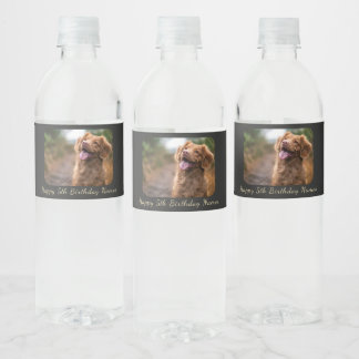 Etiqueta Para Botella De Agua Custom Happy Birthday Pet Dog Photo Picture Name