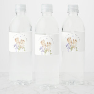 Etiqueta Para Botella De Agua Cute Baby Feet Blue Floral Boy Baby Shower