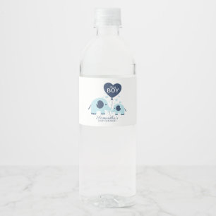 Etiqueta Para Botella De Agua Cute Blue Elephant Boy Baby Shower