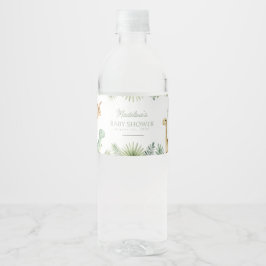 Etiqueta Para Botella De Agua Cute Dinosaur Safari de Acuarela para Baby Shower 