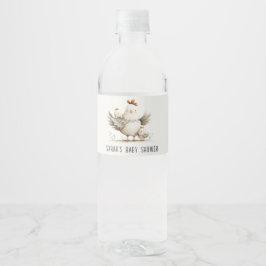 Etiqueta Para Botella De Agua Cute Farm Mum and Baby Chick Floral Baby Shower
