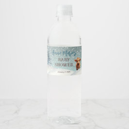 Etiqueta Para Botella De Agua Cute Highland Cow Winter Baby Shower