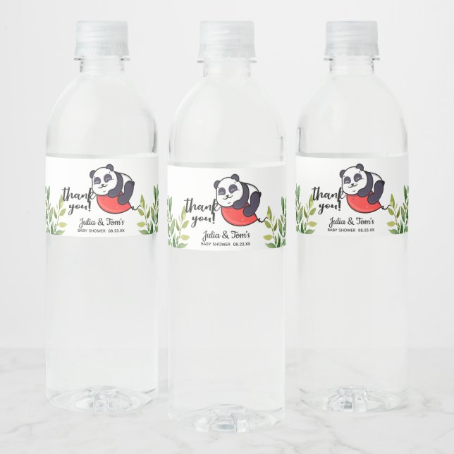 Etiqueta Para Botella De Agua Cute Panda Gracias Baby Shower (Botellas)