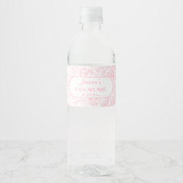 Etiqueta Para Botella De Agua Cute Safari Toile de Jouy Chica Baby Shower Favor