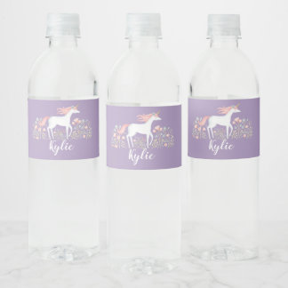 Etiqueta Para Botella De Agua Cute unicornio