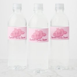 Etiqueta Para Botella De Agua Cute Watercolor Cloud Baby Girl Shower