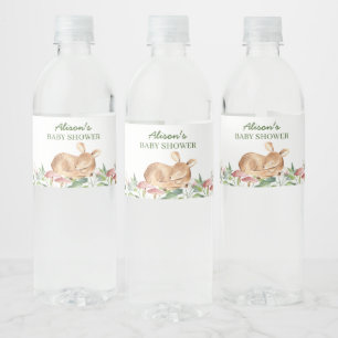 Etiqueta Para Botella De Agua Cute Woodland Deer Floral Greeneration Baby Shower