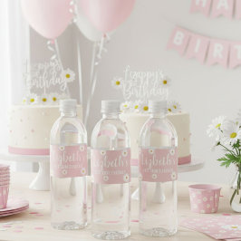 Etiqueta Para Botella De Agua Daisy Water Bottle Labels, Floral Birthday Party