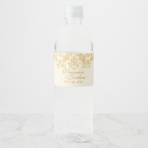 Etiqueta Para Botella De Agua Damasco de oro de cosecha