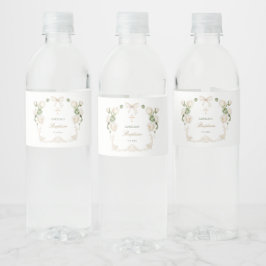Etiqueta Para Botella De Agua Delicadas Rosas de Marfil Marco Bautizo