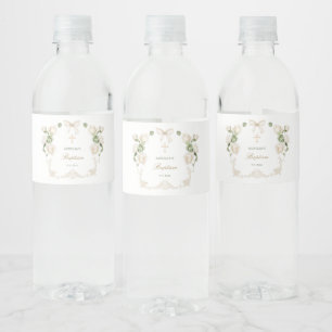 Etiqueta Para Botella De Agua Delicadas Rosas de Marfil Marco Bautizo