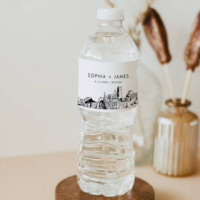 Etiqueta Para Botella De Agua Denver Skyline Boda (Subido por el creador)