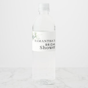 Etiqueta Para Botella De Agua Despedida de Soltera con Acuarela de Eucalipto