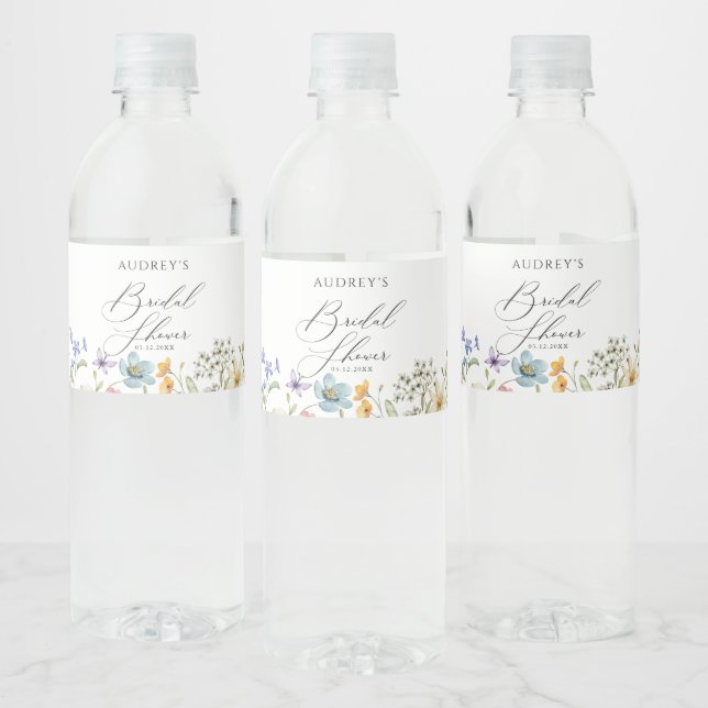 Etiqueta Para Botella De Agua Despedida de Soltera Floral de Flores Silvestres C (Botellas)